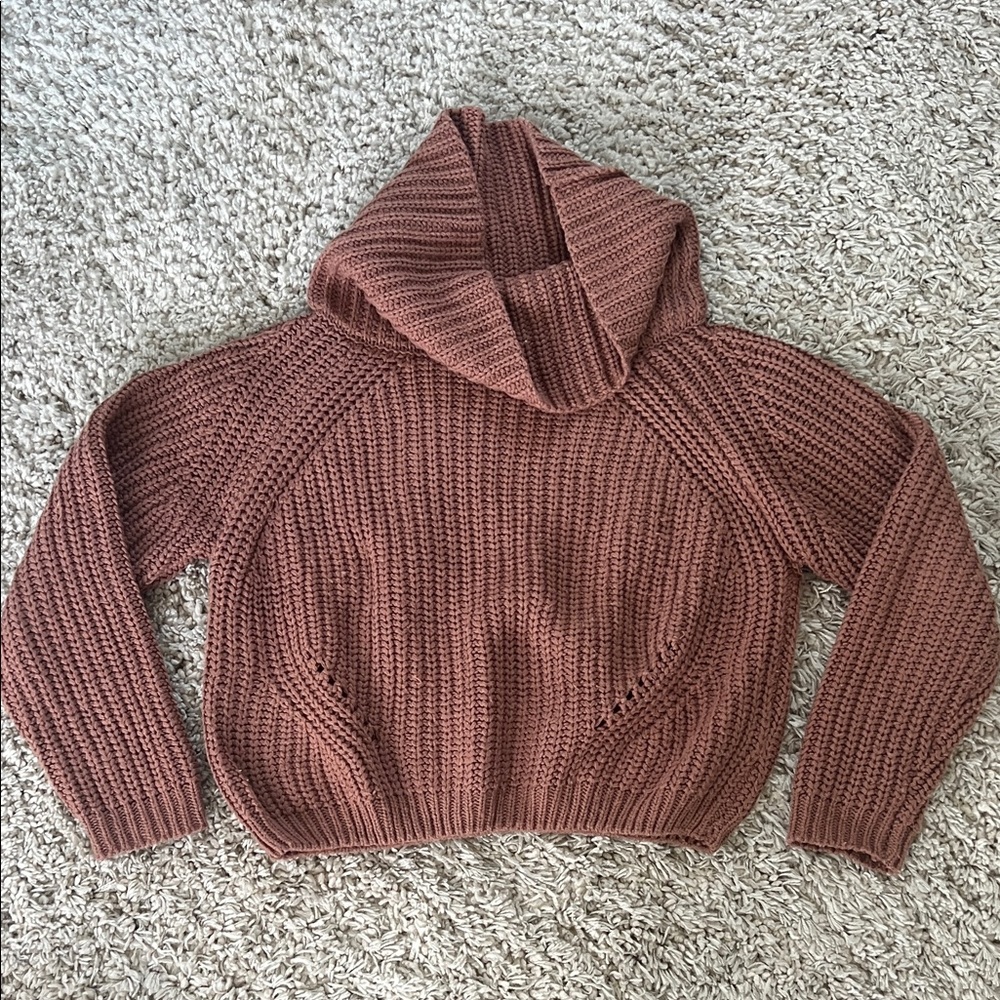 moon & madison Mauve Cowl Neck Cropped Sweater